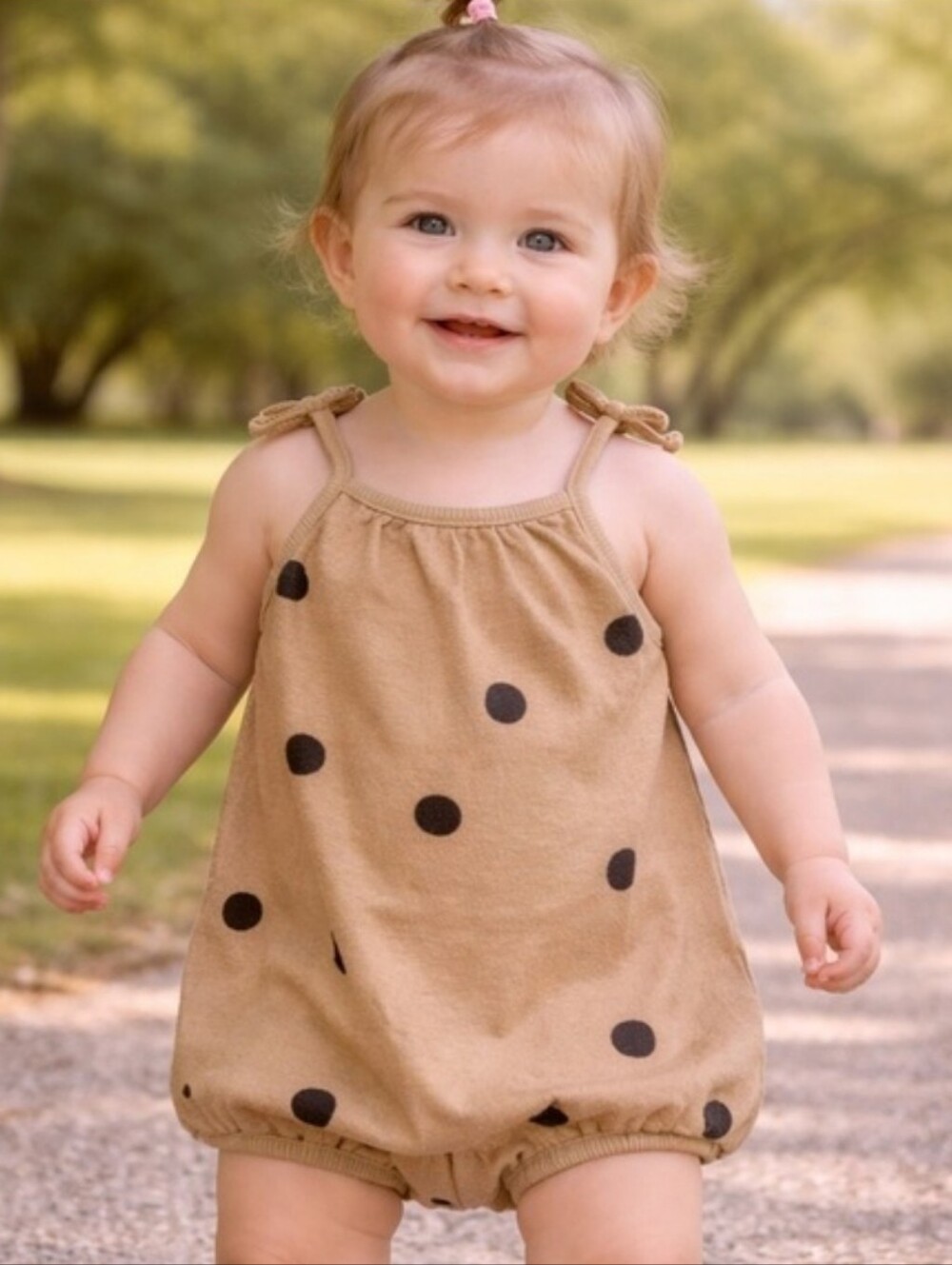 Grayson Mini Baby Girls' Polka Dots Romper - Brown 6-9M